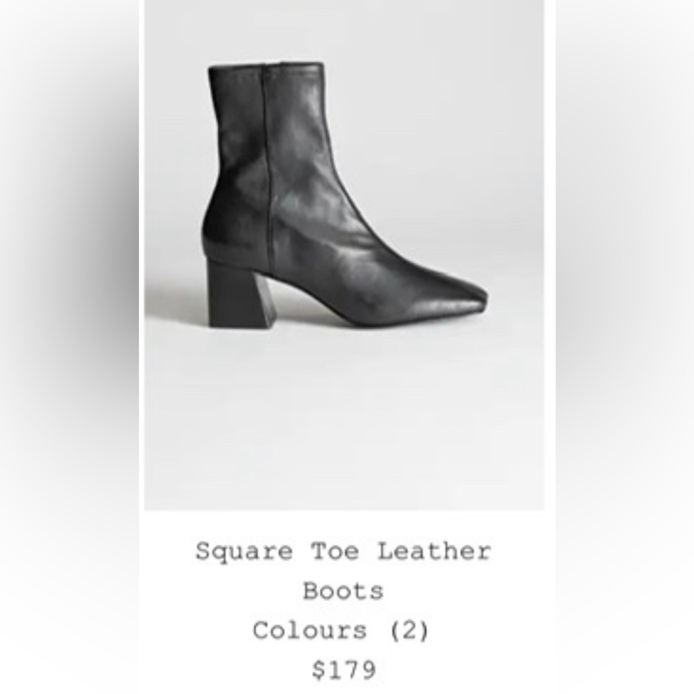 &Other Stories black square-toed boot w/ chunky heel. Worn twice only indoors.